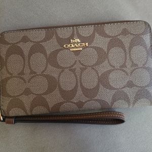 Coach Khaki Signature Phone Wallet